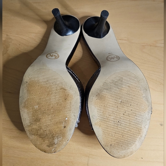MICHAEL Michael Kors silver open toe mules with 3 inch heels EUC - Picture 7 of 9